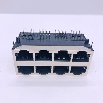 Ticosan RJ45 2*4-Port Koos Riivi Võrgu Ethernet 8P8C Naine 8Pin Pesa DIP PCB Mount Connector