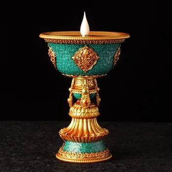 Tiibeti Laetav küünlajalale Kodu Kaunistamiseks LED Elektrooniline Küünlajalg Vintage Decor Budistliku Lamp