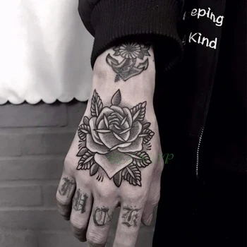 Veekindel Ajutine Tätoveering Kleebis Roosi Lille Võltsitud Tatto Flash Tätoveering Käsi Käe Suu Tagasi Tato body art Tüdruk Naised Mehed