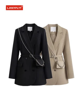 Vöö Must Ülikond Jakk Naiste Kevad Ja Sügis New Simple Commuter Disain Tahke Värvi Pikkade Varrukatega Bleiser Naiste Mantel