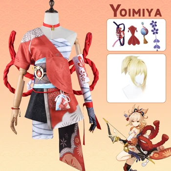 Yoimiya Cosplay Genshin Mõju Kostüüm Halloween Carnival Pool Anime Cosplay Kostüüm Parukas Täielik Komplekt Halloween Kostüümid Naistele
